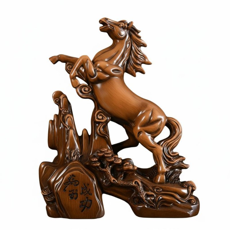 Success Horse Figurine, Resin Craft, Office Decor, Living Room Decoration, Fortune Horse, Hand-Painted Chinese Design