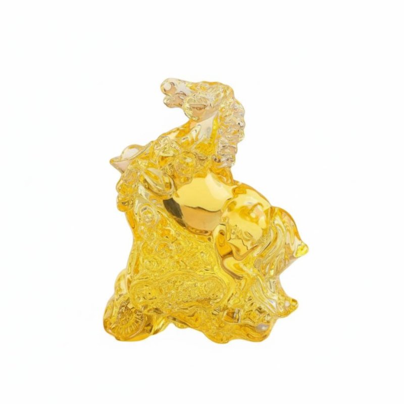 Zodiac Horse Crystal Figurine, Colorful Glass Ornament, Feng Shui Wealth Symbol, Home Office Decoration, Random Color, Various