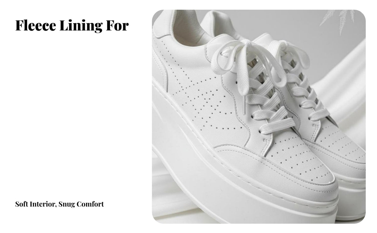 Men's Winter elevated athletic shoes, Faux Leather Thick Sole, Lace-Up cream relaxed Shoes, Warm Lined, Height Increasing