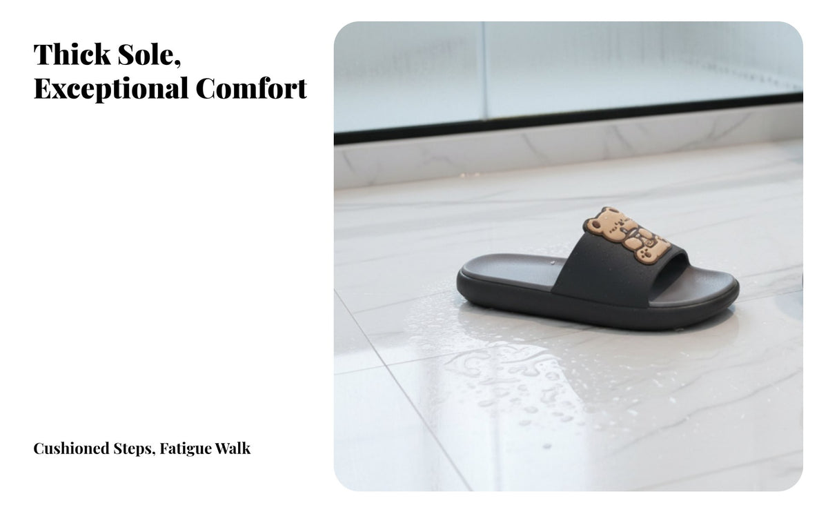 2025 Cartoon teddy house shoes, Unisex Summer Indoor Outdoor Non-Slip Thick Sole, Couple Home Bathroom Slides