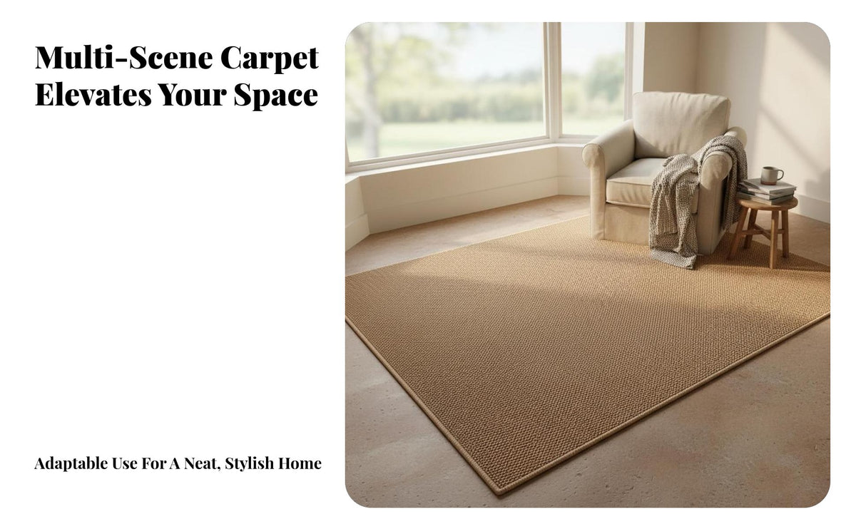 Polyester Sisal-Look Carpet, Entryway Rug, Japanese design, Living Room, Bedroom, Large Size, Anti-Slip