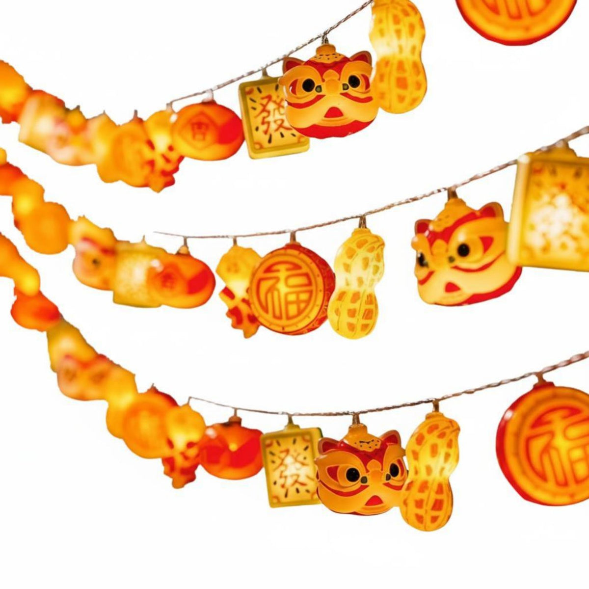 Holiday Fairy Lights, Snake Year Balcony Decor, Auspicious Character Lights