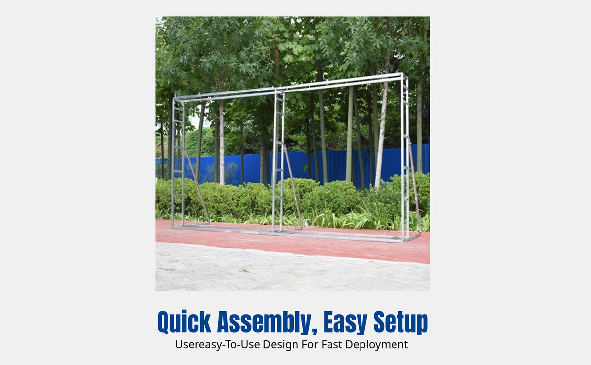 Metal Backdrop Stand, Telescopic Rod, Outdoor Wedding Decoration, Windproof Stage Frame, Easy Assembly, Advertising Display Support