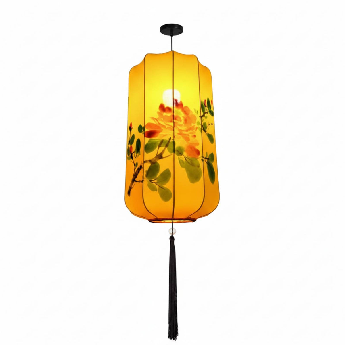 Colorful Chinese Fabric Lantern, Hand-Painted Hanging Light, Timeless Decor for Restaurant, Wedding