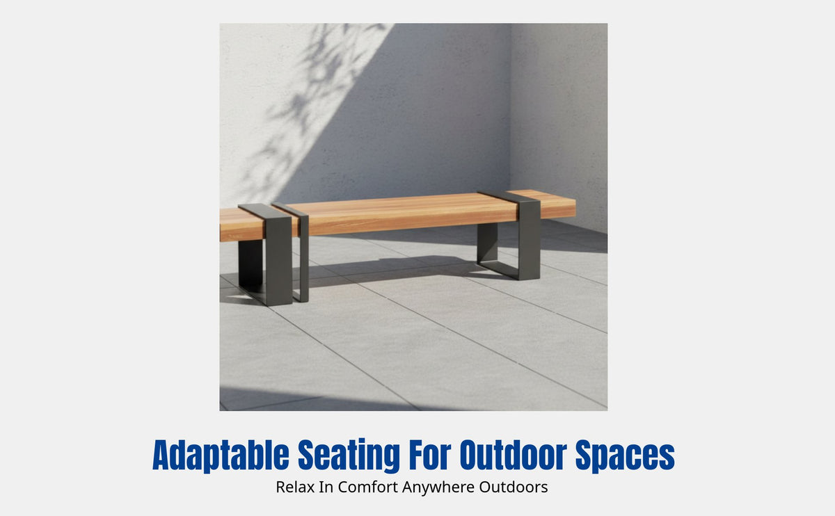 Outdoor Garden Chair, Stainless Steel Bench, Anticorrosive Wood, Modern Courtyard Seat, Wrought Iron Frame