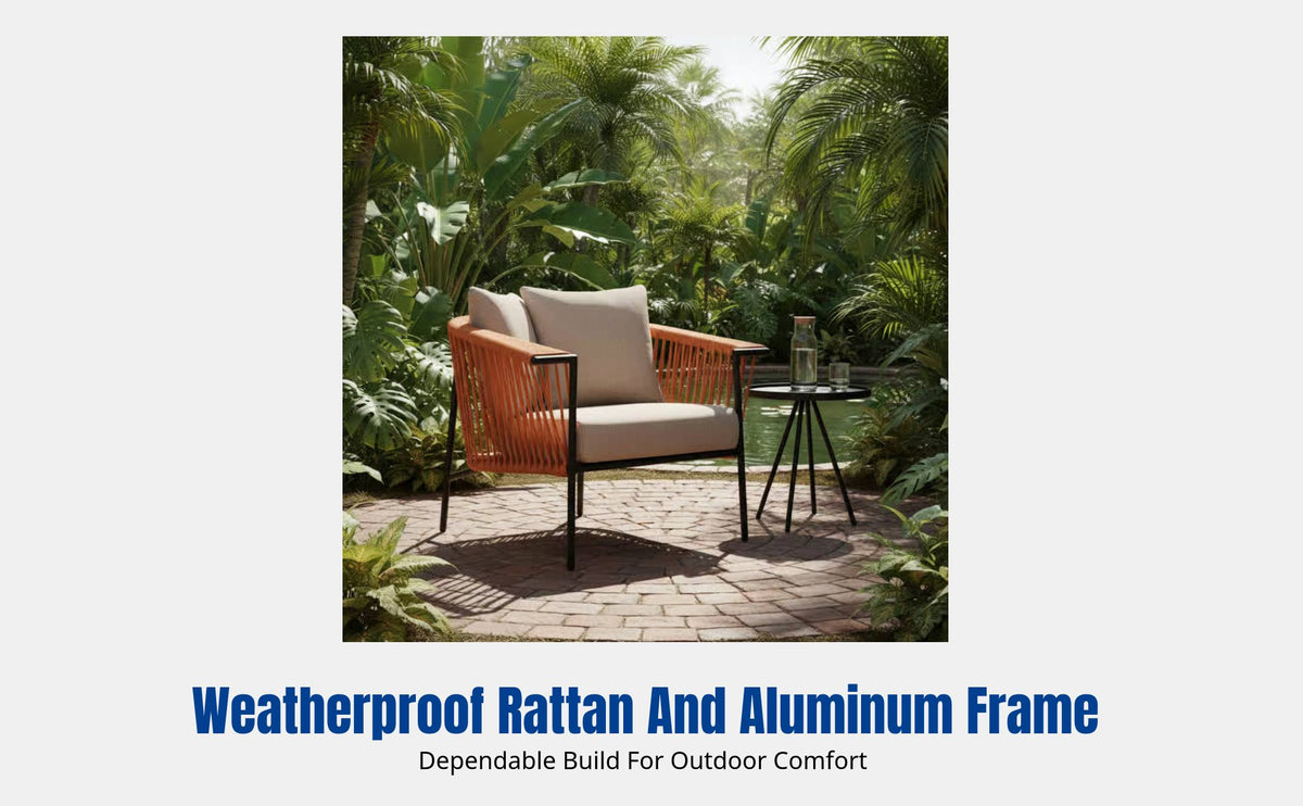 Custom Nordic Outdoor Rattan Sofa Set, Waterproof Patio Furniture, Aluminum Frame, Hotel & Homestay Lounge