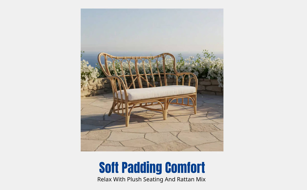 Rattan Sofa, Outdoor Double Chair, Southeast Asian Style, Courtyard Leisure Furniture Set