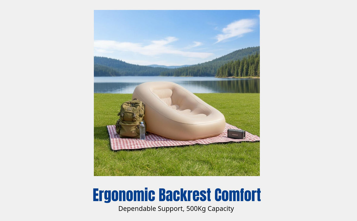 Automatic Inflatable Sofa Built-in Pump Self-Inflating Lounge Chair Quick Inflation Single Person Air Lounger for Campers, Bedroom, Camping, Beach