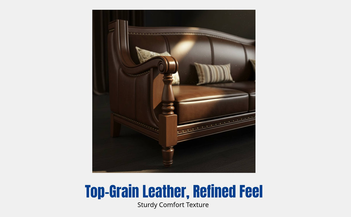 USA Vintage Leather Sofa, Top Grain Leather, Brown, Multi-Seat, Country Design