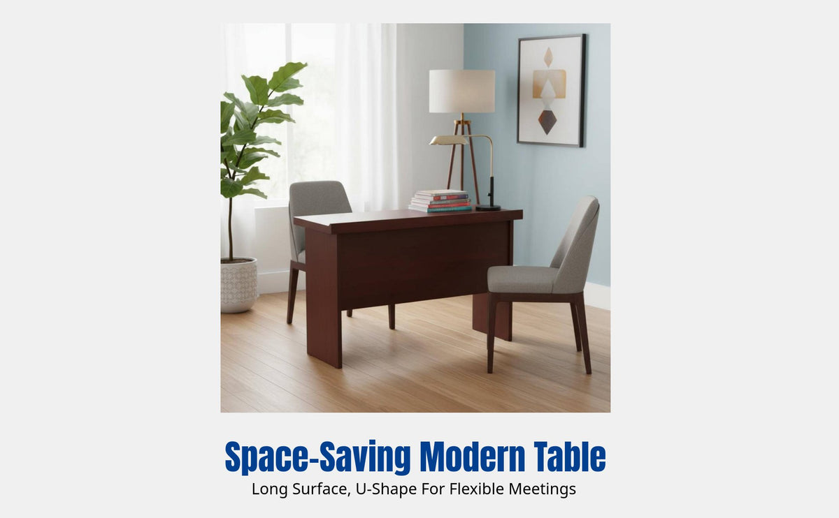 Double Seat Conference Table, Sturdy Wood Veneer, Painted, Rectangular, Meeting Room, Training Desk