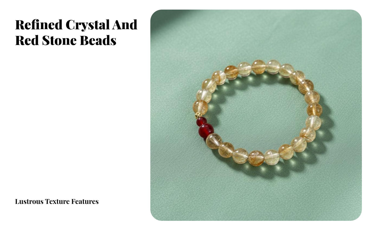 Fortune Blessing Bracelet, New Chinese design, Handmade Red chalcedony Imitation Yellow Crystal Jewelry