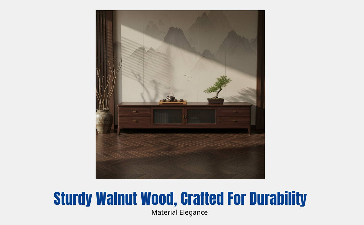 Modern Chinese Walnut Wood Sofa Set, Sturdy Wood Living Room Combination, Vintage Design, Multi-Functional, Fits Various Home Sizes