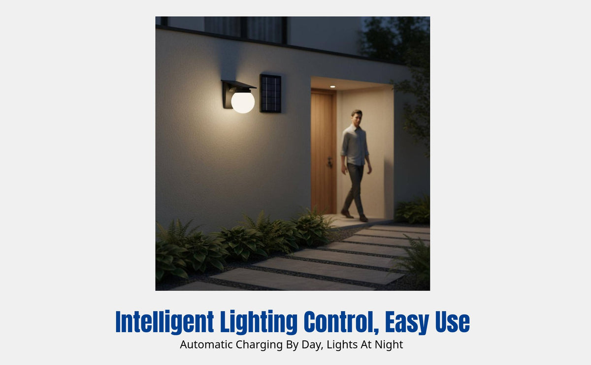 Solar Wall Light, Outdoor Waterproof Garden Lamp, Spherical LED, Ambient Lighting for Courtyard, Balcony, Walkway