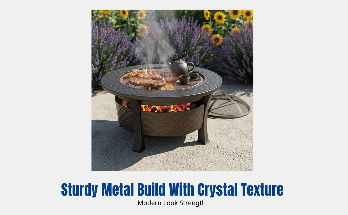 Outdoor Fire Pit Grill, Multifunctional Patio BBQ Table, Heating Stove for Courtyard, Indoor & Home