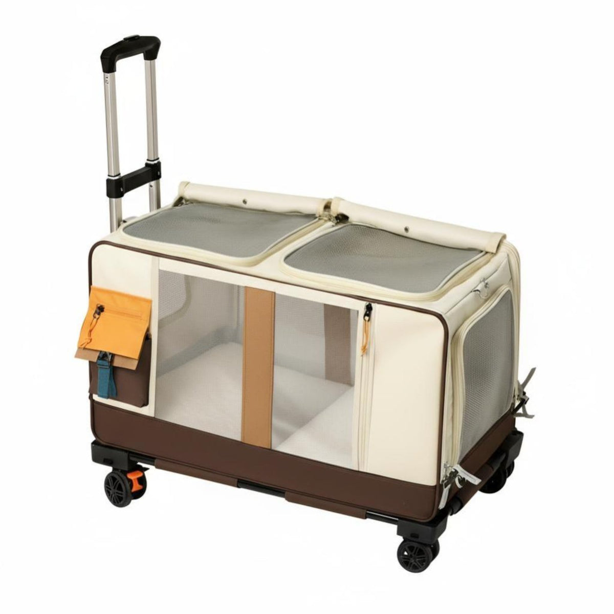 Cat Transport Trolley, Multi-Cat Pet Stroller, Large Capacity, Portable Travel Carrier for Cats and Dogs