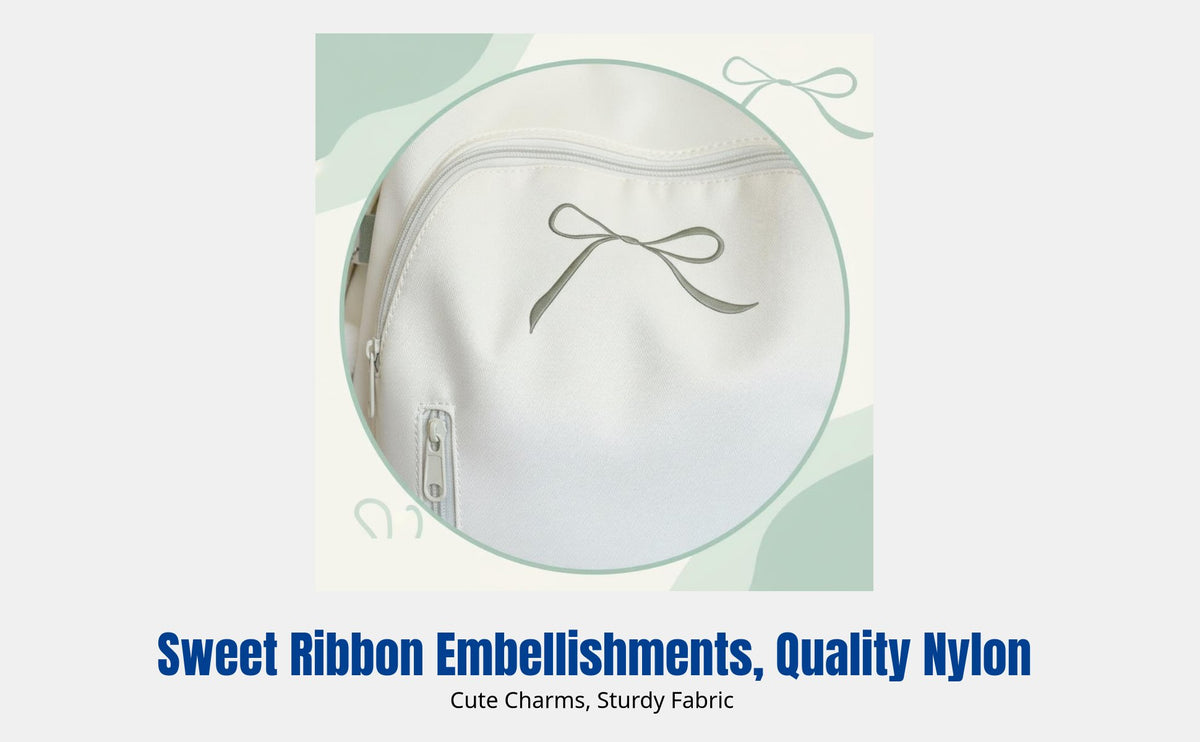 Girls Backpack, 2025 New Design, Simple Style, Large Capacity, Ribbon Embroidery, School Shoulder Bag