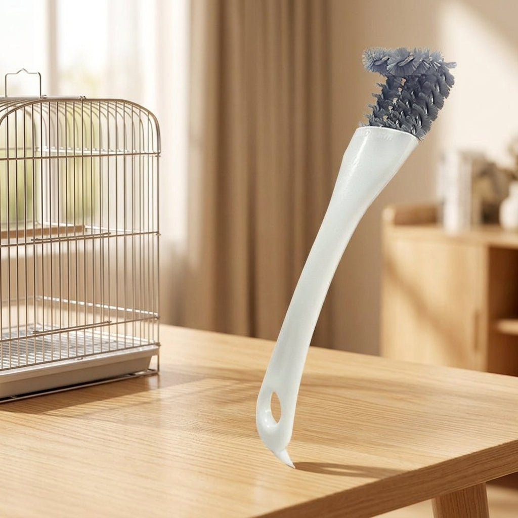 Bird Cage Cleaner and Parrot Cage Cleaning Brush, Angled Combination Pet Bird Cleaning Tool, Long Handle Droppings Remover