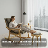 Nordic Rocking Chair all-season Use Upholstered Armchair Thickly paded High rearrest for Adults, Living Room, Balcony, Study