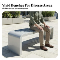 Metal Slat Bench Waterproof Galvanized Steel Long Stool Anti Backless Park Bench for Pedestrians, Courtyards, Shopping Malls, Sidewalk