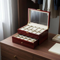 20-Slot Watch Box Piano Glossy Finish Wooden Watch Box Wood Grain Finish