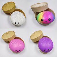 Stress-Relief Press Bun with Steamer Cute Steamer Bun Press Toy Soft Novelty for Adults, Teens, Students, Desk, Office, Classroom