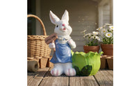 Hand-Painted Resin Hare Planter Gift Idea Hare Garden Ornament Easy to Clean Leaf Pot Ornament for Courtyard