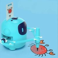 Educational Drawing Robot with Cards Rechargeable Drawing Machine with Cards Interactive Learning Robot Compact for Classroom
