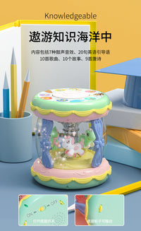 婴儿手拍鼓儿童6个月12宝宝玩具0一1岁3早教益智音乐旋转木马拍鼓 充电版-超大号【升级】木马鼓
