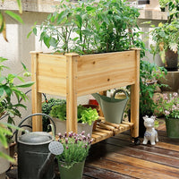 实木花园床多层可移动花箱户外种植箱家用阳台花架庭院储物箱