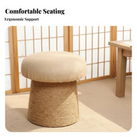 Rope-Wrapped Round Stool Stable and Long-Lasting Small Round Ottoman Padded