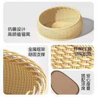 Handwoven Rattan Cat Bed for Summer, Indoor Use