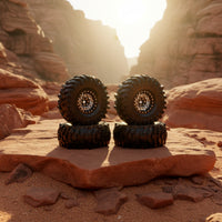 4 Pieces RC Crawler Tire with Beadlock Rim off-Road Beadlock Wheels RC Wheel and Tire Assembly Deep Groove for Hobbyists