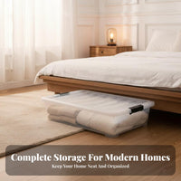 Under-Bed Rolling Bin Wheeled Design Underbed Container particleshield for Dorm Room
