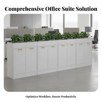 Partition Cabinet with Planter Multi-Functional Storage Cabinet Planter Box Space Saving Wooden Office Credenza for Business Owners, Study Room