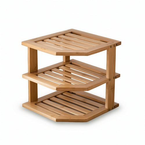 Three-Tier Corner Storage Rack Rustic 3 Tier Countertop Organizer Farmhouse Furniture for Cabinets