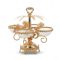Fruit Tray Stand with Metal Frame Luxury Serving Platter Gold for Parties, Hosts