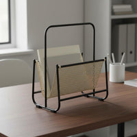 Magazine Rack Minimalist Design Woven Newspaper Stand Versatile Metal Frame Book Holder for Office, Living Room