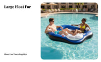 Portable Design 2 Person Pool Flotation Device Comfortable Inflatable Pool Raft Easy Inflation Floating Recliner Chair Multi-Purpose for Couples, Adults, Beach, Summer Vacation, Lake