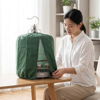 Round Bird Cage Cover, Nylon Blackout Birdcage Cover and Bird Cage Drape, Light-Blocking Parrot Cage Cover for Birds, L-Large Size Budgie Cover