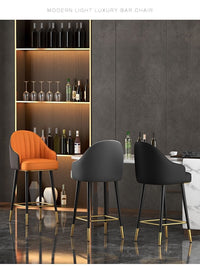Luxury Bar Stool with Leather Backrest