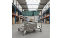 Anti-Static Laboratory Instrument Trolley High Load Capacity 2-Tier Stainless Steel Trolley Quiet Casters Heavy Duty Tool Trolley Long-Lasting for Workshop, Warehouse, Kitchen