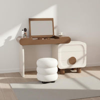 Minimalist Design Flip-Top Vanity Desk Compartmentalized Storage Flip Top Vanity Desk Rounded Corners Makeup Table with Hidden Mirror Solid Wood Construction for Dorm Room