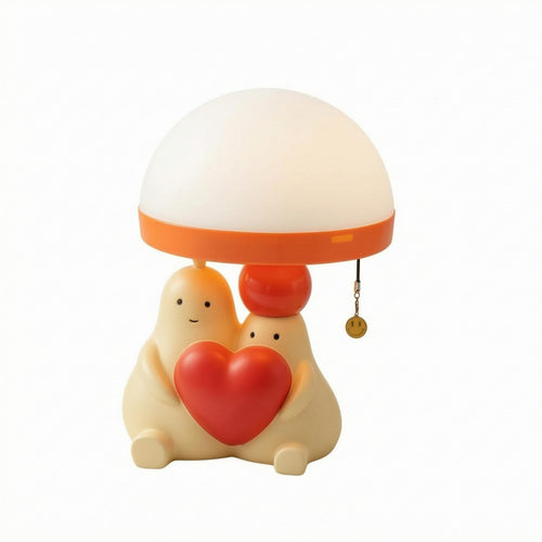 Bedside Night Light Pull Cord Cute Figurine Lamp Translucent Shade for Bedroom