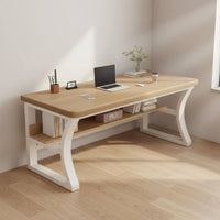Home Office Desk Solid Oak Wooden Top Simple Writing Desk Study Table Workstation Stable Construction Functional Design Suitable for Gift Giving Home Office Gaming Study Space