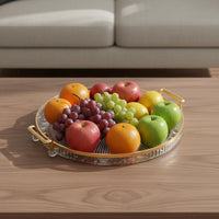 Gold Rim Snack Tray Decorative Round Party Platter Break-Resistant