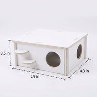 Wooden Hamster House with Climbing Ladder, Multi-Level Wood Habitat for Syrian Hamster Cage, Small Animal Structure with Two Entrances and Ramp