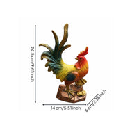 Resin Cockerel Figurine Multicolor Chicken Garden Statue Gold Accent for Balcony