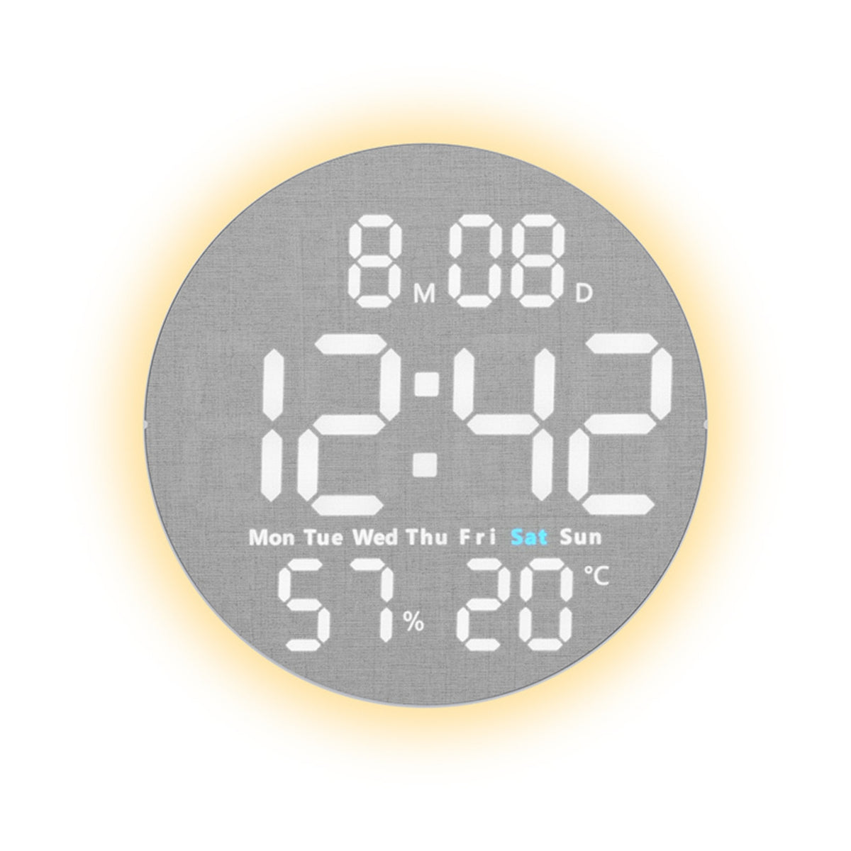 Digital Wall Clock with Temperature Woodgrain for Bedroom, Office
