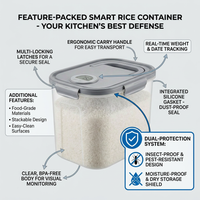 Airtight Rice Bin with Wheels, Stackable Design Storage Container, Transparent Grain Storage Bin, La - Image 4