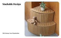 Corner Lidded Basket Space-Saving Household Storage With Handles for Homeowners